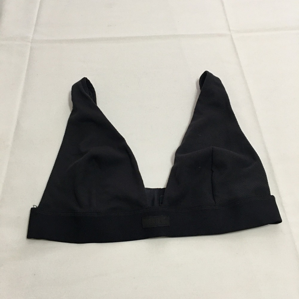 SKIMS Plunge Bralette Womens XL Soot Ribbed Cotton Blend NWT
